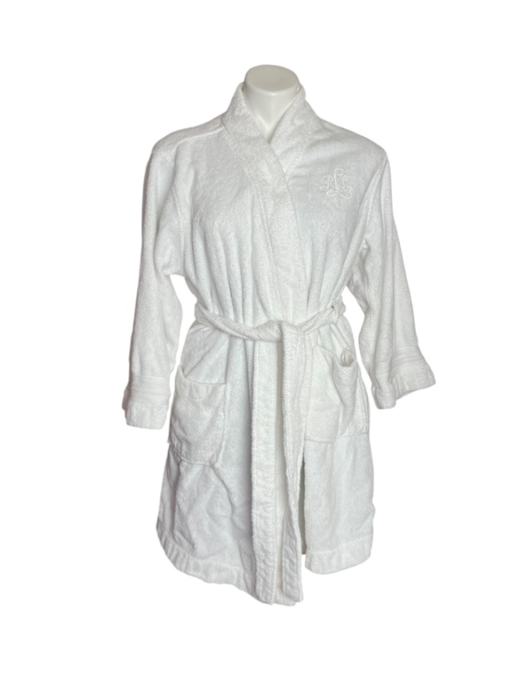 Lauren Ralph Lauren White Terry Cloth Spa Robe XL Monogrammed